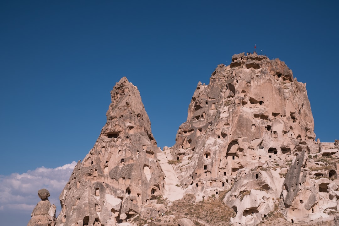 Uçhisar Castle rock fortress overlooking the Cappadocian landscape